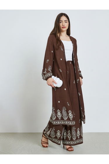 Women Paisley Print Kimono and Pants Co-Ords