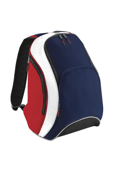 Bagbase Teamwear Backpack / Rucksack  - F Navy/Classic Red/White