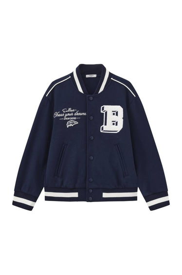 Unisex Varsity Button Up Jacket with Print