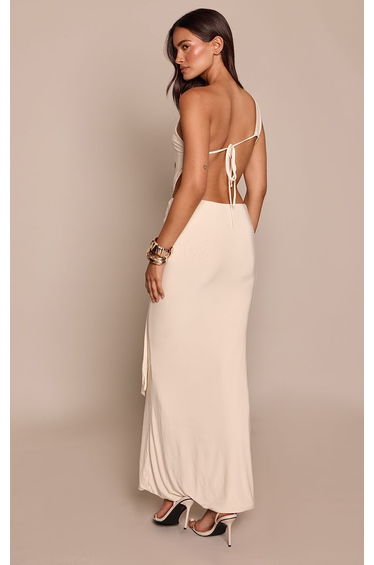 Cream Double Layer Trim Detail Maxi Dress product thumbnail 2