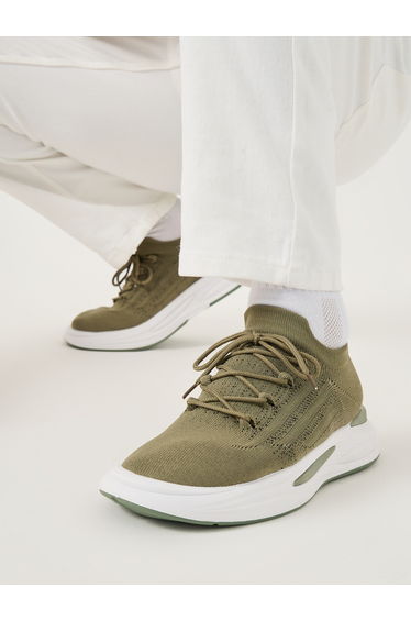Knitted Chunky Sole Lace Up Sneakers