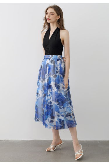 Optimal Halter V-Neck Sleeveless Top in Black