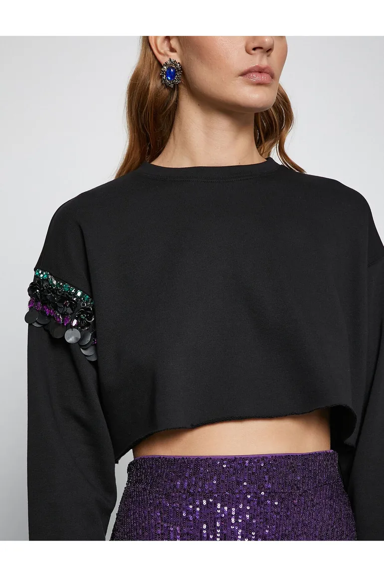 Sweatshirt - Black - Regular fit - 4