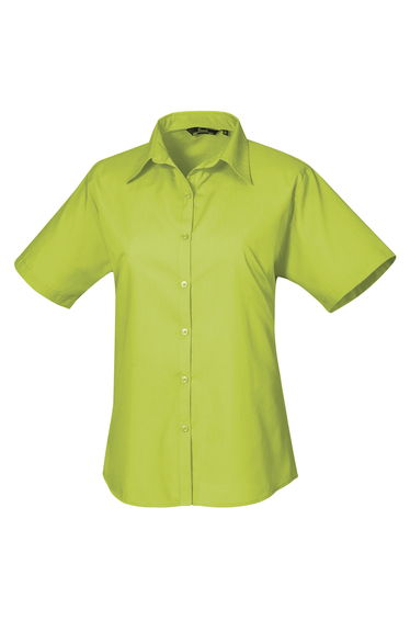 Premier Short Sleeve Poplin Blouse / Plain Work Shirt - Lime