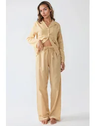 طقم بيجاما قطن مخططة  - 4