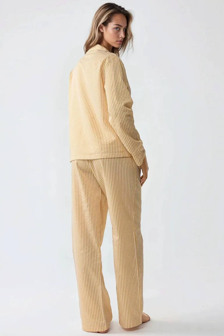 طقم بيجاما قطن مخططة  - 1