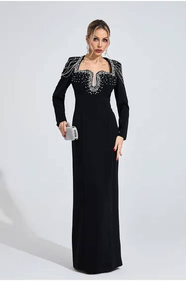 Liora Black Diamond Maxi Dress
