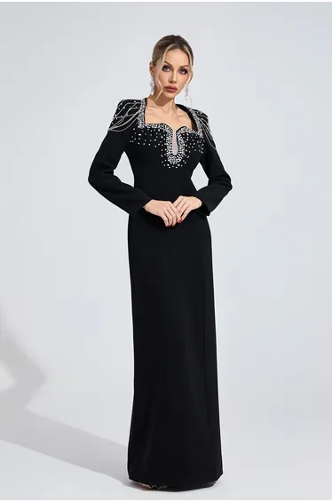 Liora Black Diamond Maxi Dress