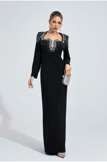 Liora Black Diamond Maxi Dress