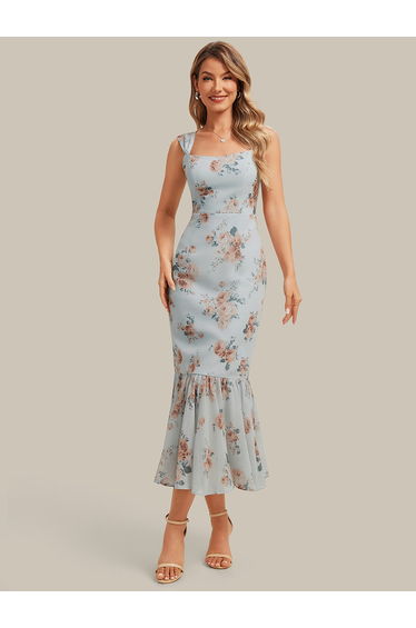 Mermaid Chiffon Sleeveless Wedding Guest Dress