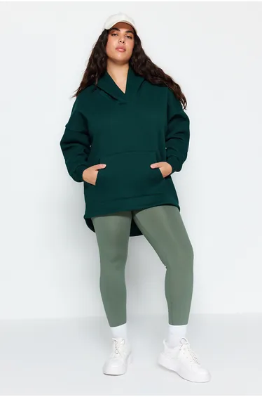 Emerald Green Thick Fleece Oversize Knitted Sweatshirt