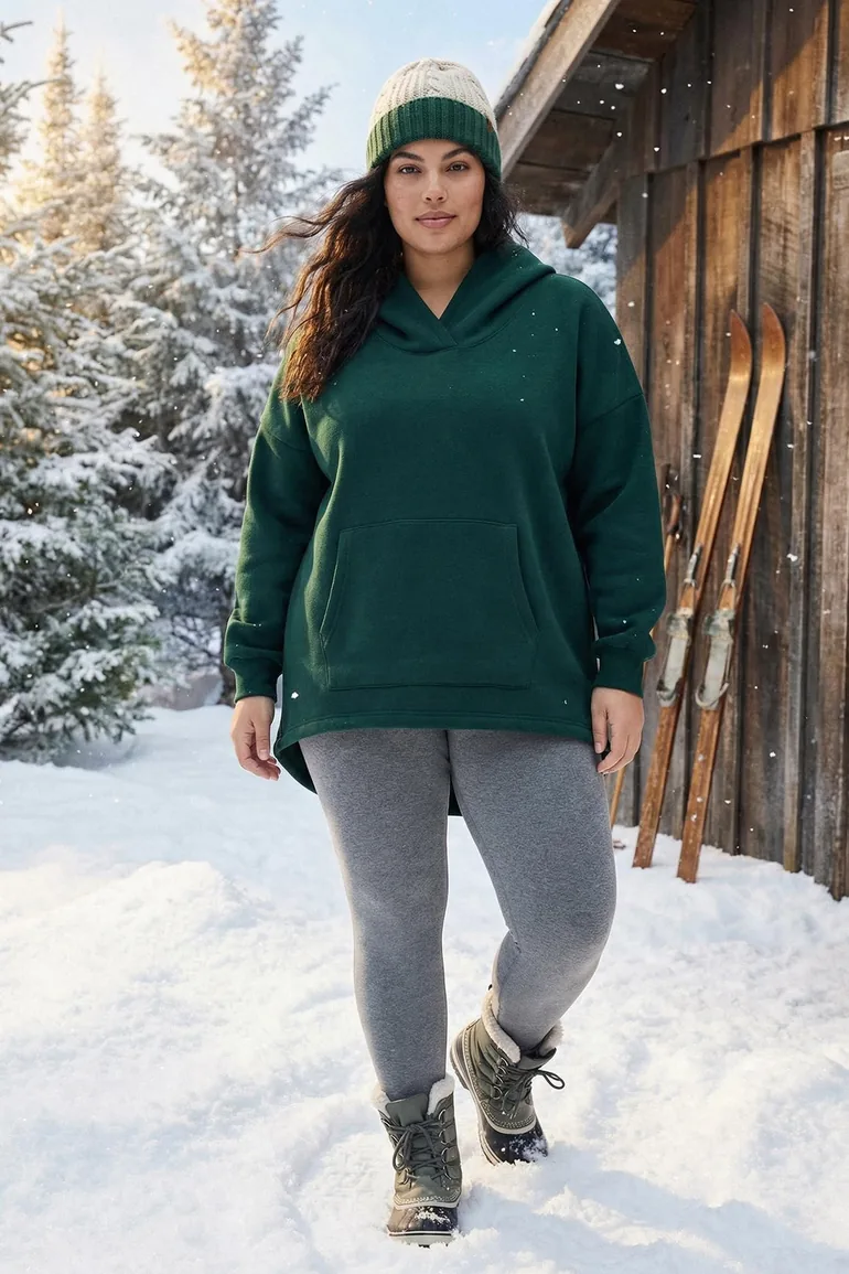 Emerald Green Thick Fleece Oversize Knitted Sweatshirt - 2