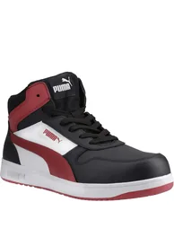 Puma Safety Mens Frontcourt Leather Shoes - Black/Red