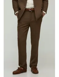 Straight Fit Wool Look Trouser - mocha