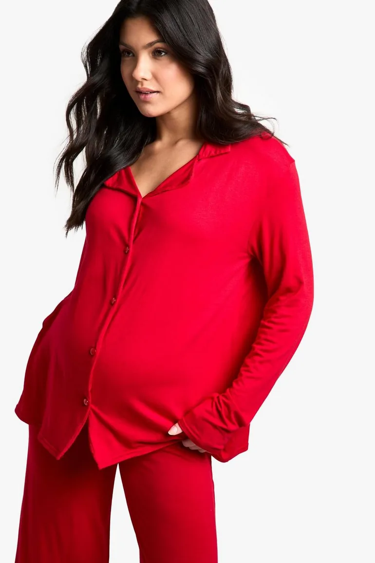 Maternity Long Sleeve Shirt & Trouser Pj Set - 3