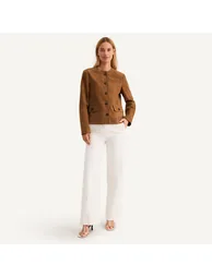 Leather Jacket with Press-Stud Fastening