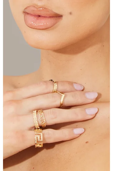 Recycled Gold Roman Multi Shape Five Set Ring Pack