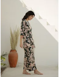 Pure Cotton Printed Notch Neck Top and Pyjama Set - 3