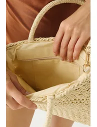 Wicker Double Handle Basket Bag - 1