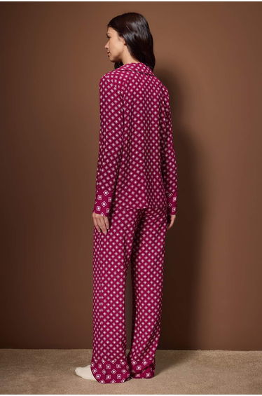 Plum ethnic shally woven pajama set product thumbnail 4