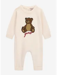 Guess Baby Teddy Bear Logo Romper in Ivory