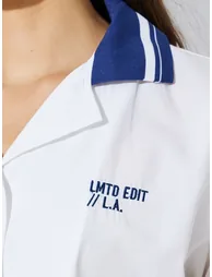 Off-White Short Sleeve Contrast Collar Shirt - 3