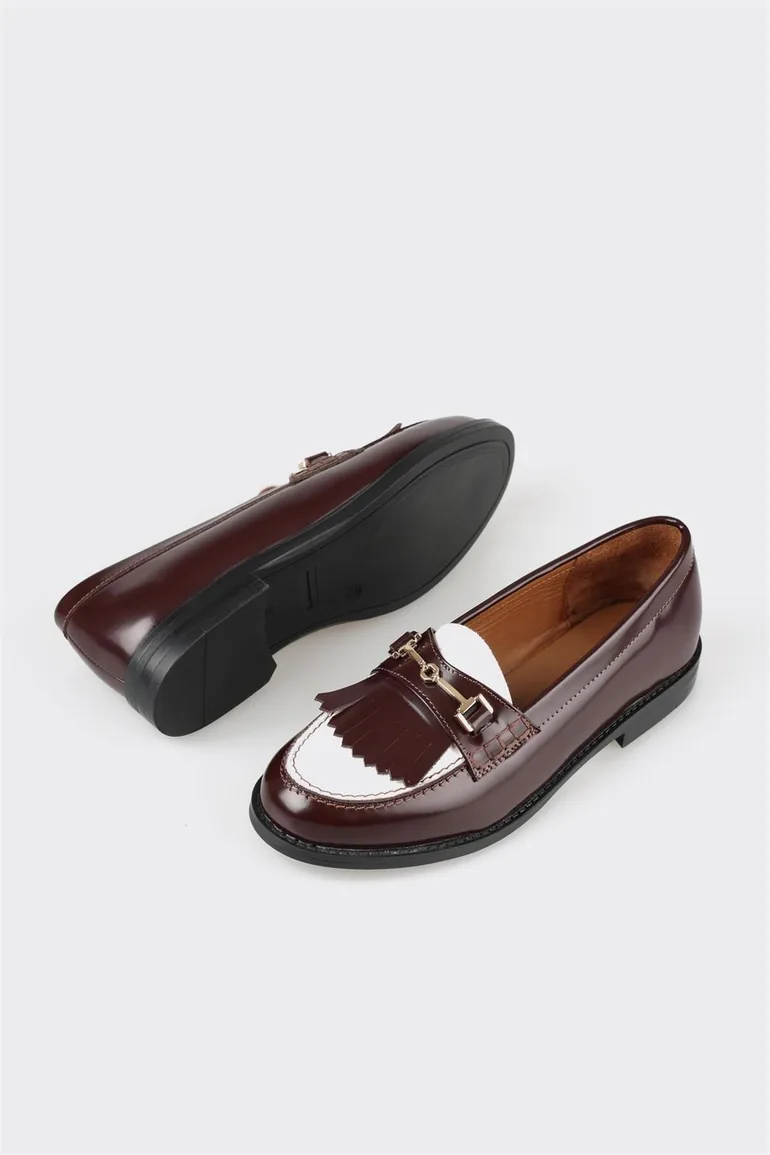 Claret Red Leather Women's Loafer - 3