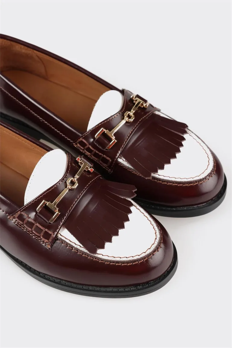 Claret Red Leather Women's Loafer - 1