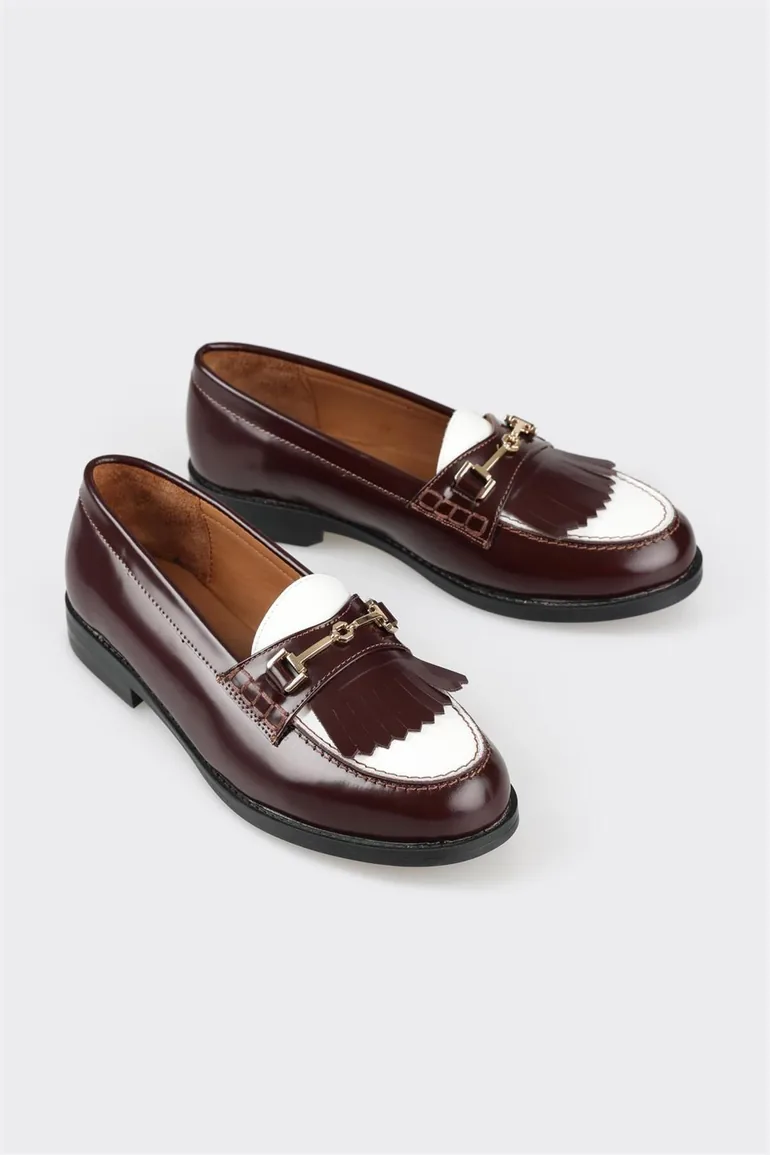 Claret Red Leather Women's Loafer