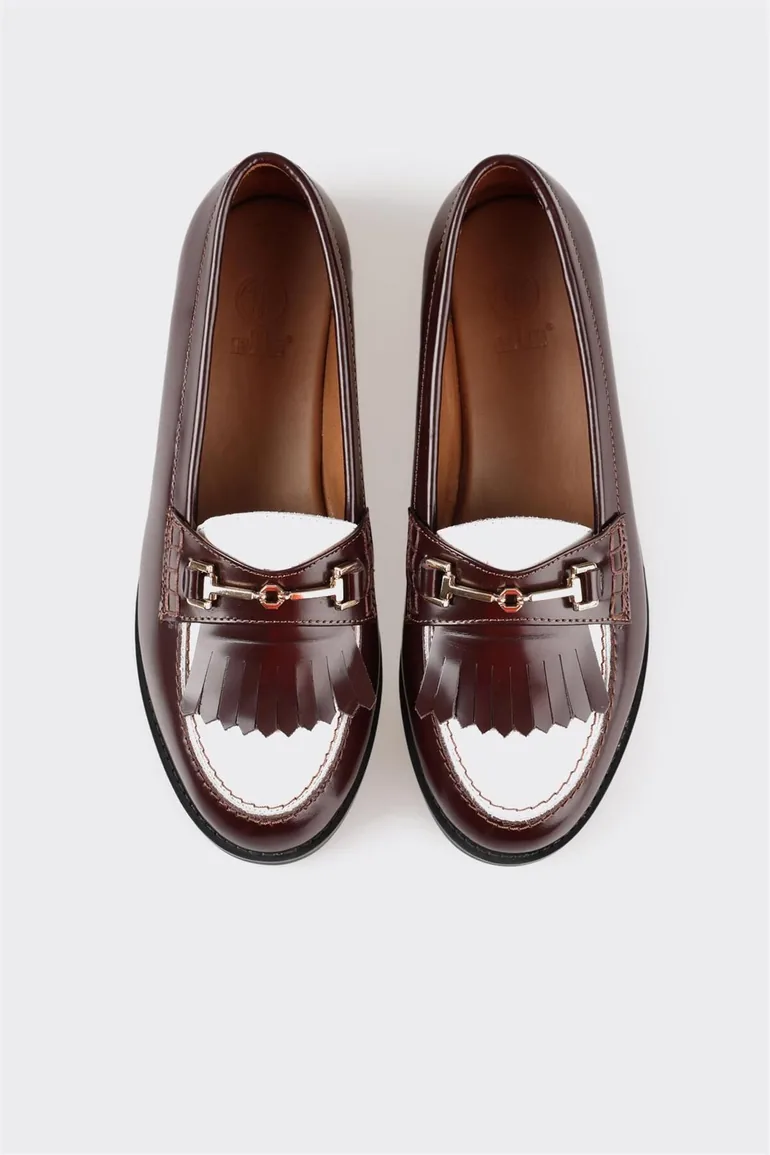 Claret Red Leather Women's Loafer - 4