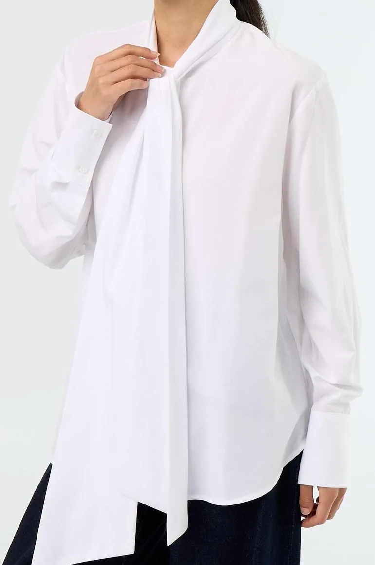 Pussy-bow blouse WHITE - 1