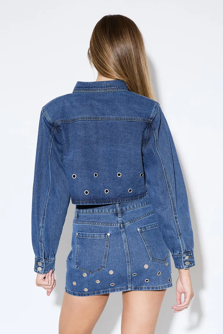 Eyelet Detail Denim Jacket - 2