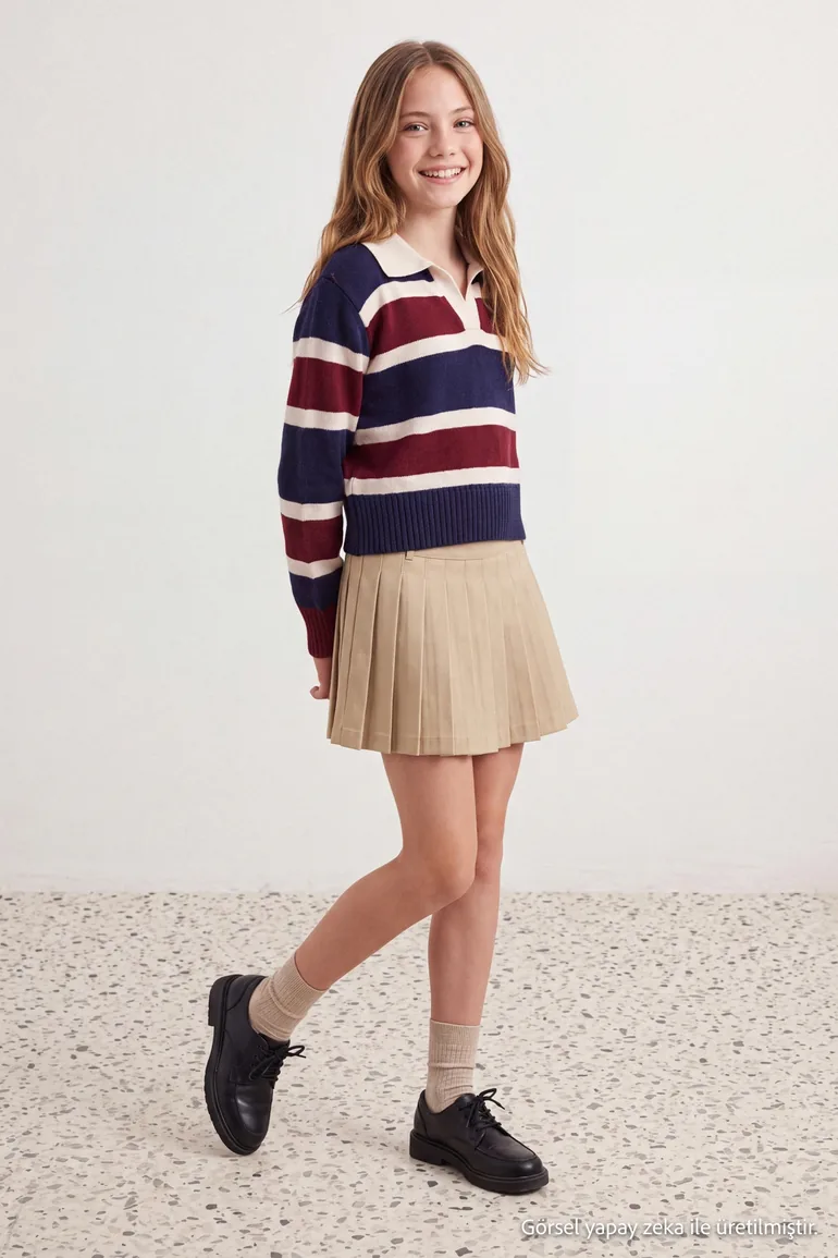 Navy Blue Girls' Sweater - 8