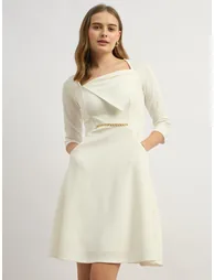 V Neck Layered Net A-Line Maxi Dress - 1
