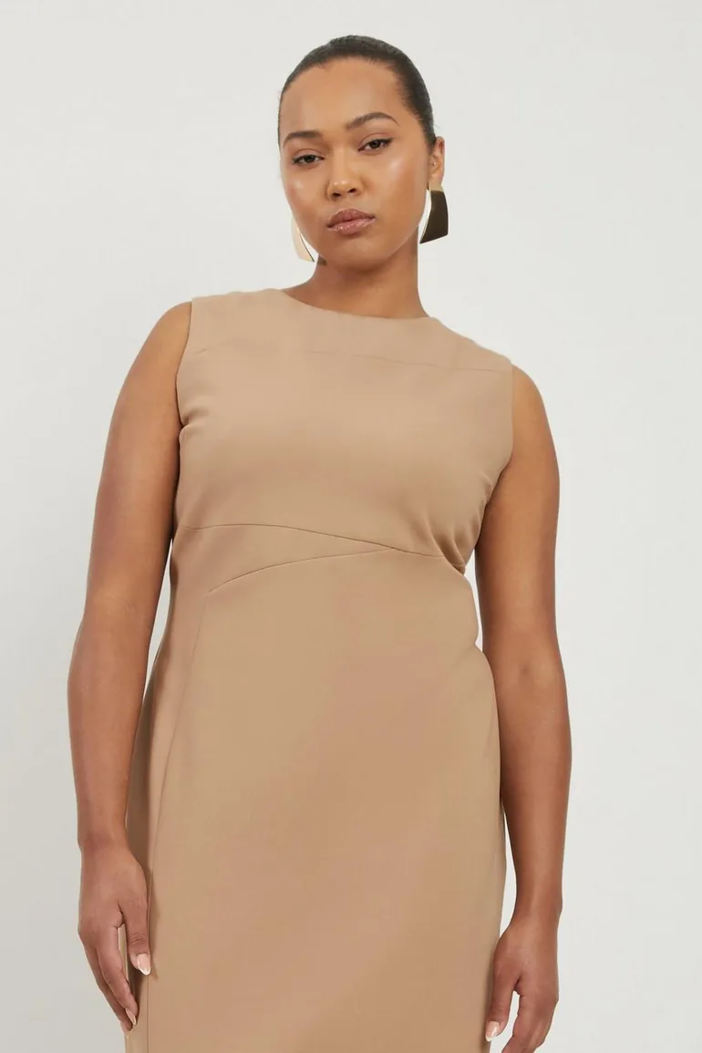 Plus Size Compact Stretch Tailored Pencil Midaxi Dress - 1