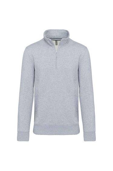 Kariban Mens Zip Neck Sweatshirt - Oxford Grey