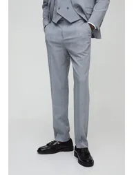 Straight Fit Tonal Check Tailored Trouser - light grey