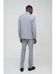 Straight Fit Tonal Check Tailored Trouser - light grey - 1