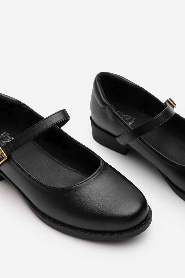 Dorexa Black Low Heel Mary Jane Shoes - 4