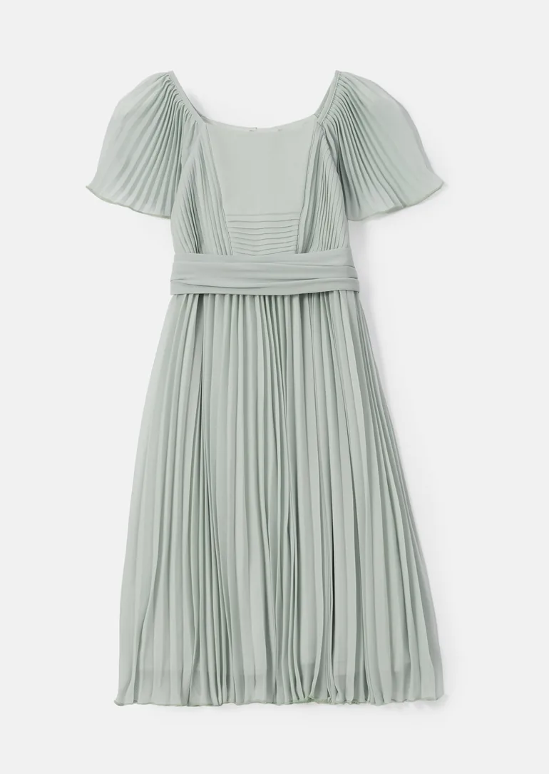 Camille Sage Pleated Midi Dress - 5
