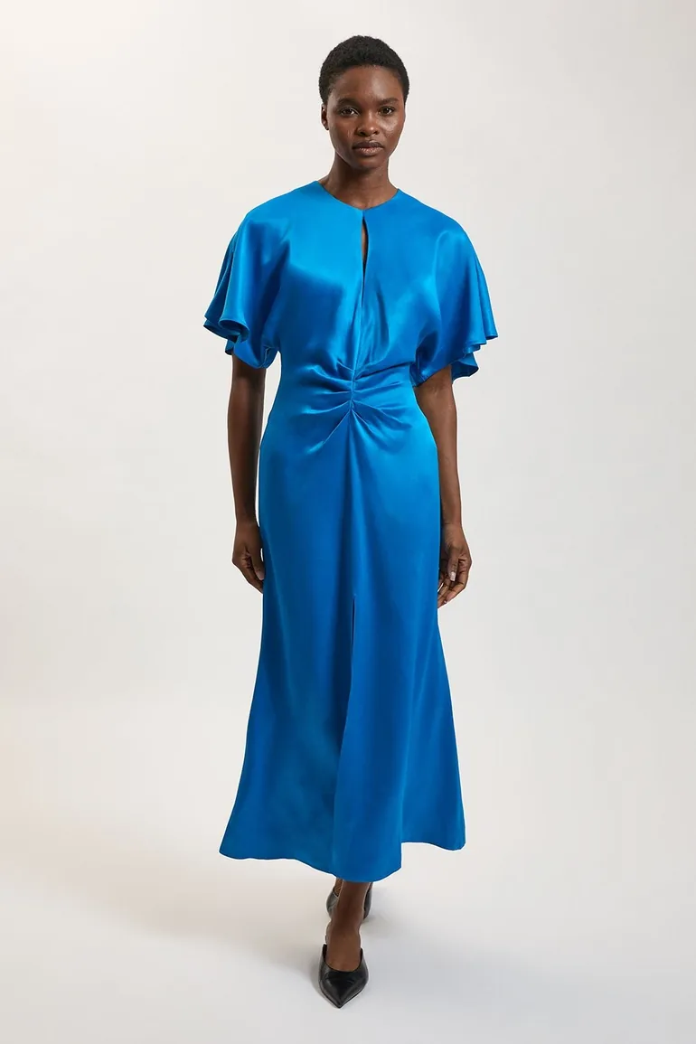 Viscose Satin Crepe Woven Maxi Dress