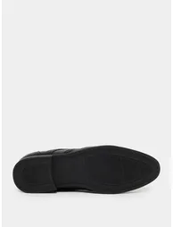 Men Black Leather Wingtip Oxford Shoes - 6