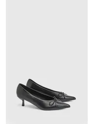 Ida Faux Leather Kitten Heel Bow Detail Court Shoes