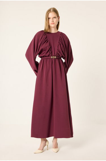 BALLOON-SLEEVE CUP-NECK DRESS product thumbnail 3