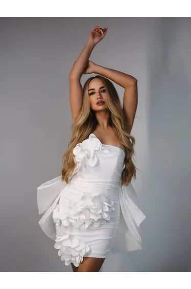Sophrona Strapless Flower Bow Mini Dress