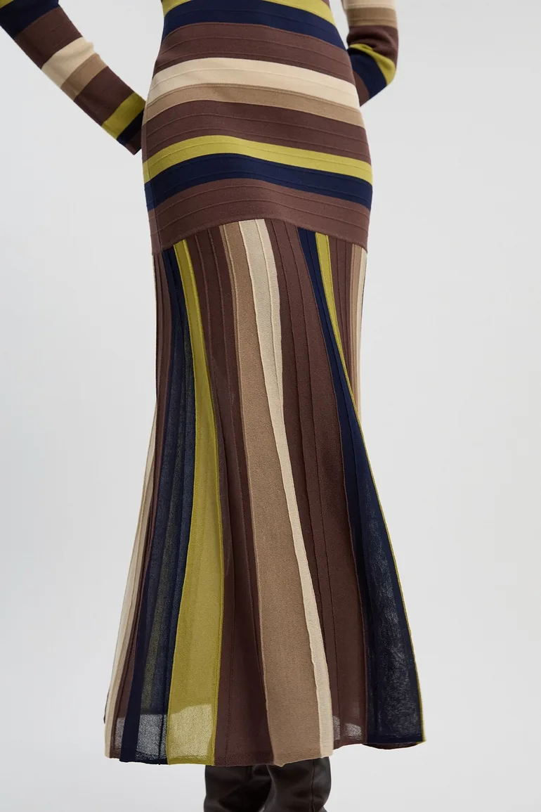 Stripe Long Sleeve Knitted Maxi Dress - 2