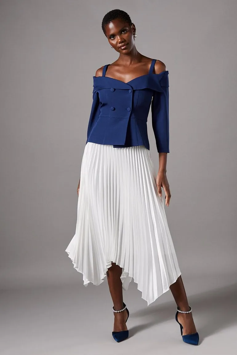 3/4 Sleeve Off Shoulder Peplum Jacket - 2