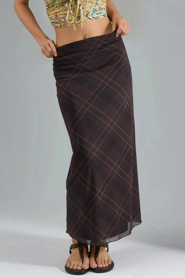 BUSEM Mid Waist Patterned Maxi Skirt - 1