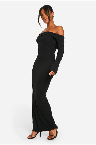 Basic Rib Bardot Maxi - black product thumbnail 3