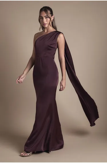 Coast Honoured Drape One Shoulder Satin Maxi Dress